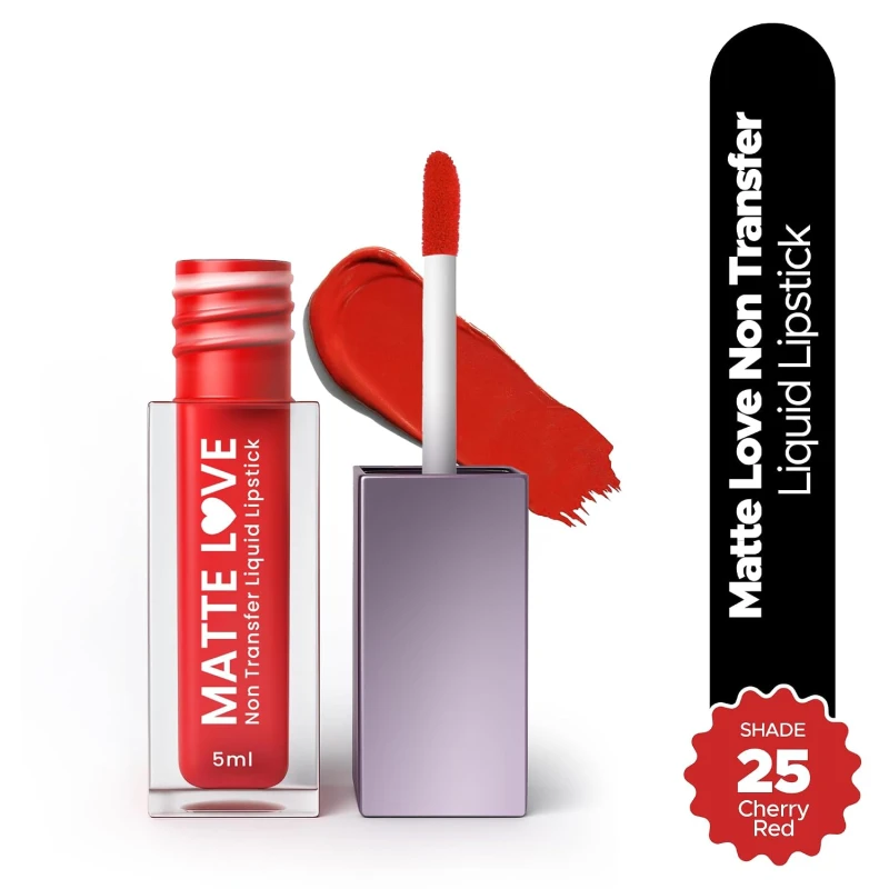Hilary Rhoda Matte Love Non Transfer Liquid Lipstick | Lightweight & Matte Finish | Waterproof Lipstick for Women | Long Lasting & Non-Drying Lipstick | 5ml (Cherry Red - Shade 25) thumbnail 8